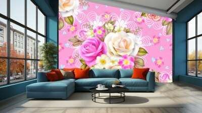 Vintage cute rose`s seamless pattern 2 Wall mural